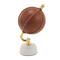 12" Brown Leather Handmade Stitched Globe with White Marble Base